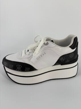 GUESS Women’s Size 10 White Black Logo Platform Sneakers Chunky Lace Up